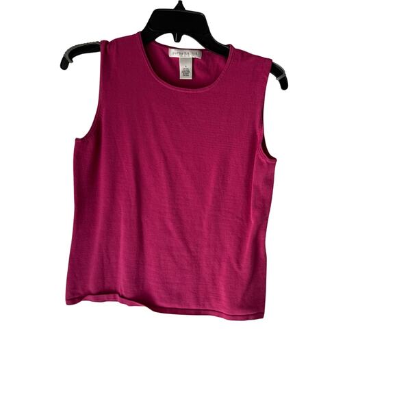 Y2K Magenta Silk Knit Tank Top – Pursuits Ltd. Sleeveless Minimalist Vintage - Picture 1 of 7